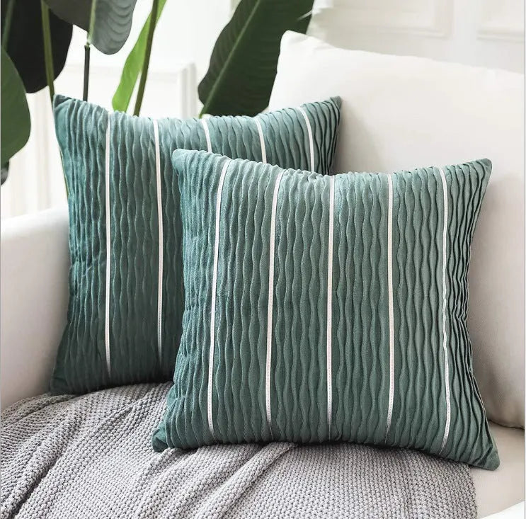 Striped velvet cushion cover in multiple colours measuring 45x45cm