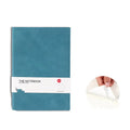 Simple solid-colour notebook with thickened pages in green, dark blue, or orange red, shown in A5 size.