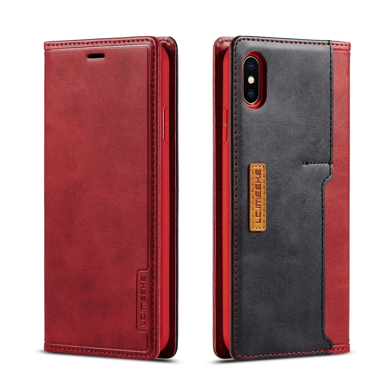 Leather and PU flip wallet phone case with card slots for iPhone in multiple colour options