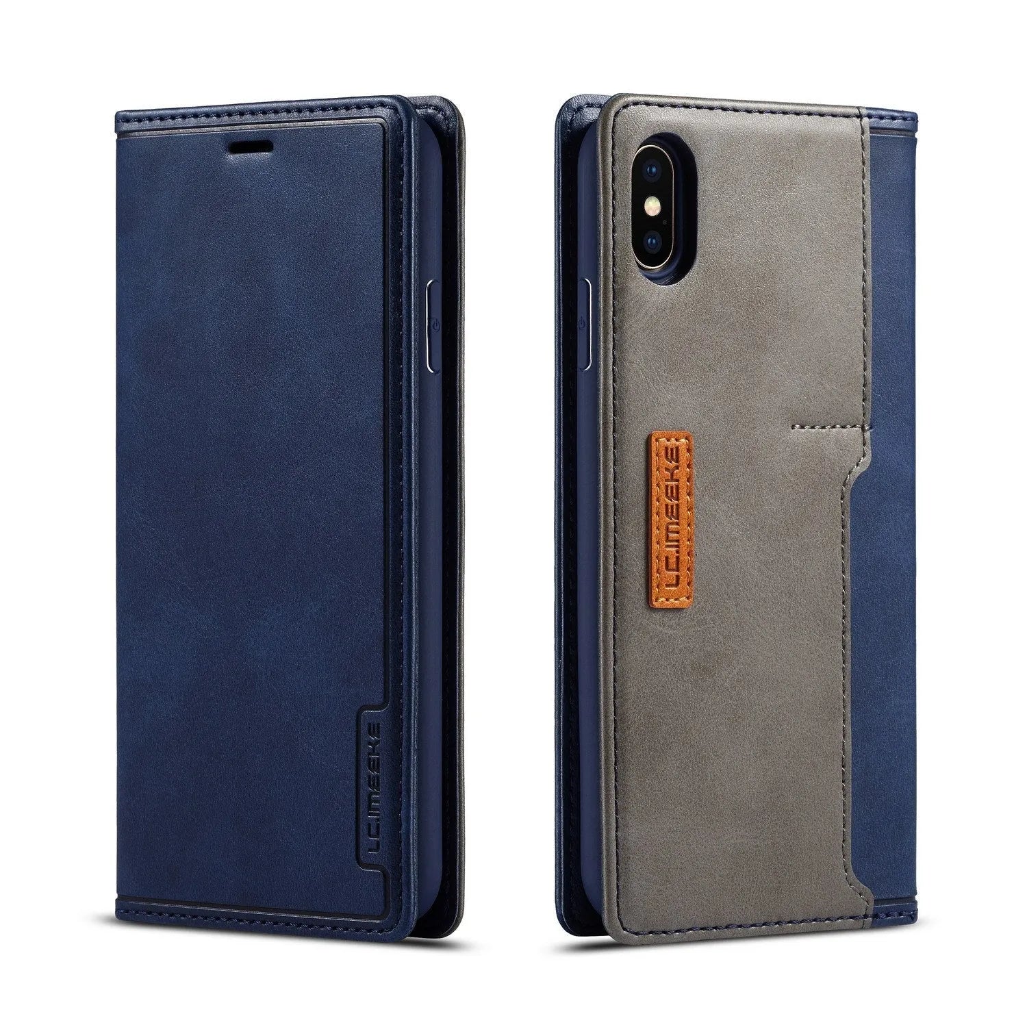 Leather and PU flip wallet phone case with card slots for iPhone in multiple colour options