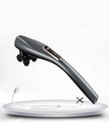 Electric handheld massager with six heads on white background showing body kneading design