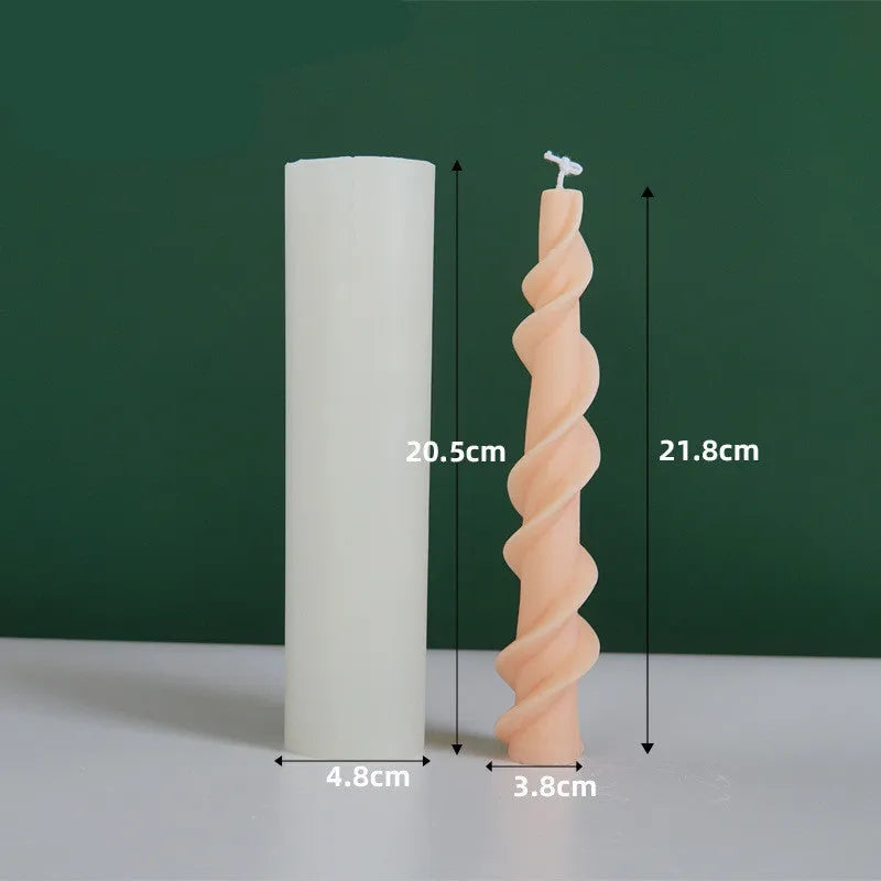 Yihai handmade silicone candle mould with spiral lace rod design in photo colour