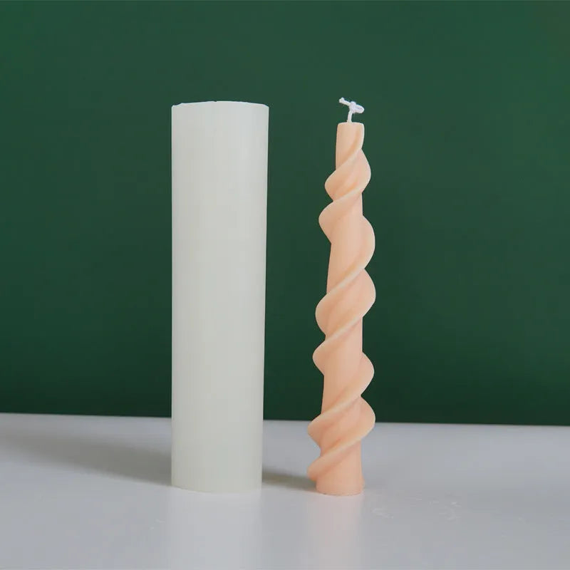 Yihai handmade silicone candle mould with spiral lace rod design in photo colour