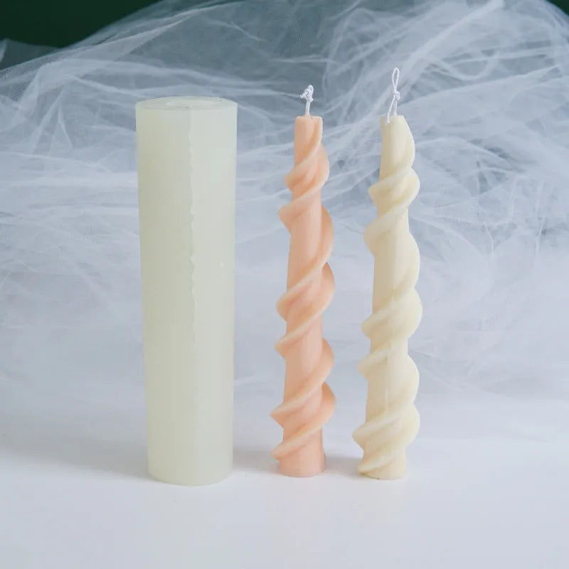 Yihai handmade silicone candle mould with spiral lace rod design in photo colour