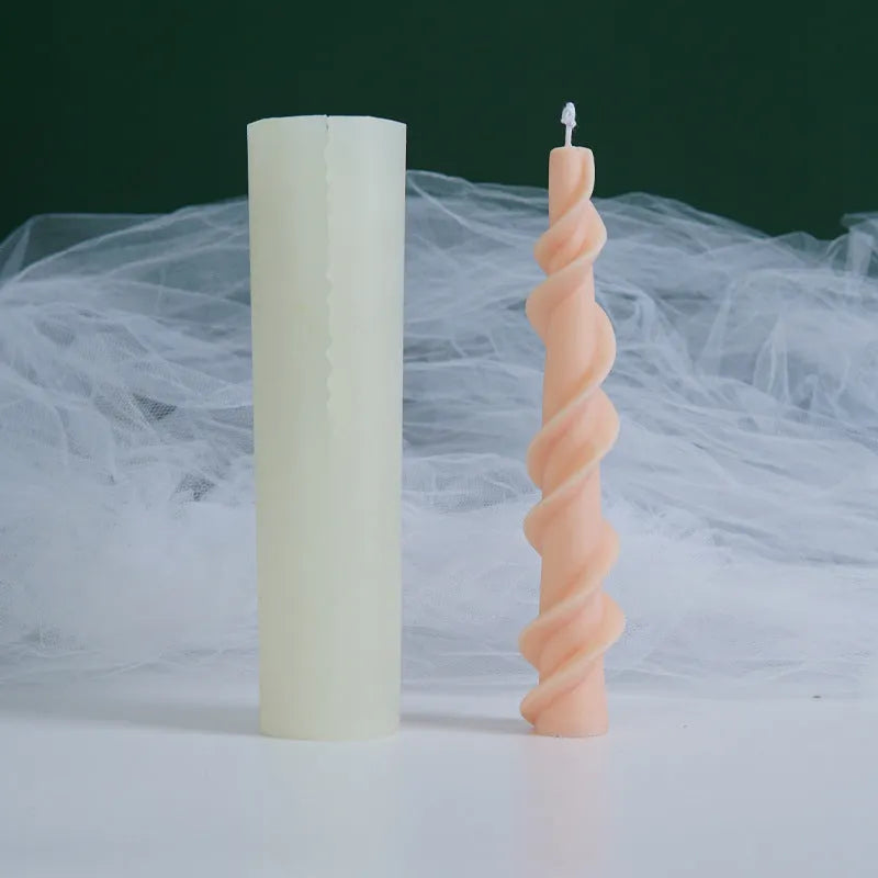 Yihai handmade silicone candle mould with spiral lace rod design in photo colour