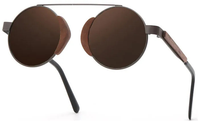 Bamboo retro sunglasses with wood frame and polarised TAC lenses in vintage style