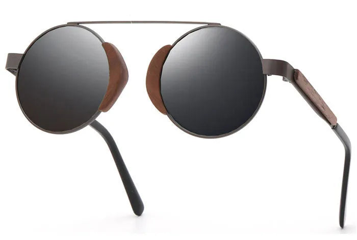 Bamboo retro sunglasses with wood frame and polarised TAC lenses in vintage style