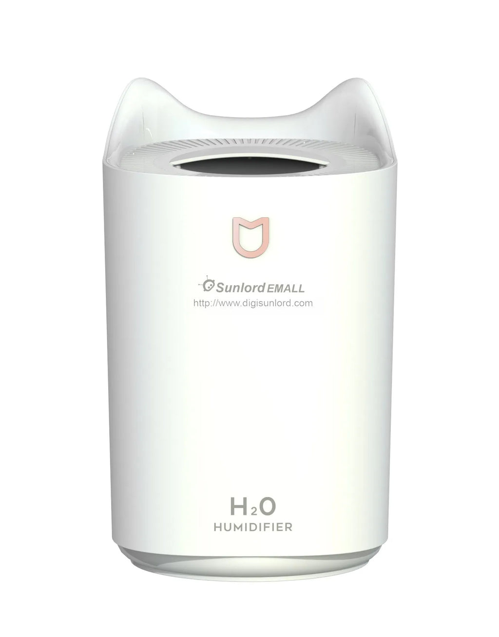 Double spray humidifier with three mist outlets and USB port in Coral Pink or Glacier White colour.