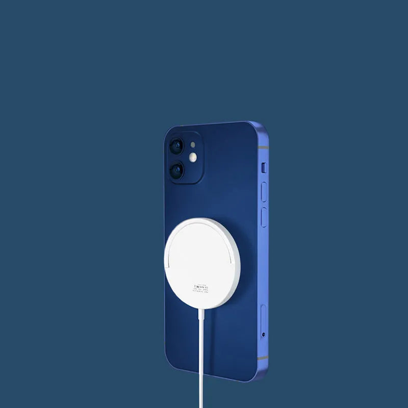 Black magnetic wireless charging bracket holding mobile phone with TYPE-C cable connection
