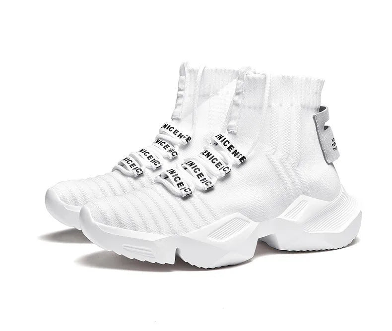 Men's black and white casual sports shoes with mesh lining available in sizes EU 39 to 47