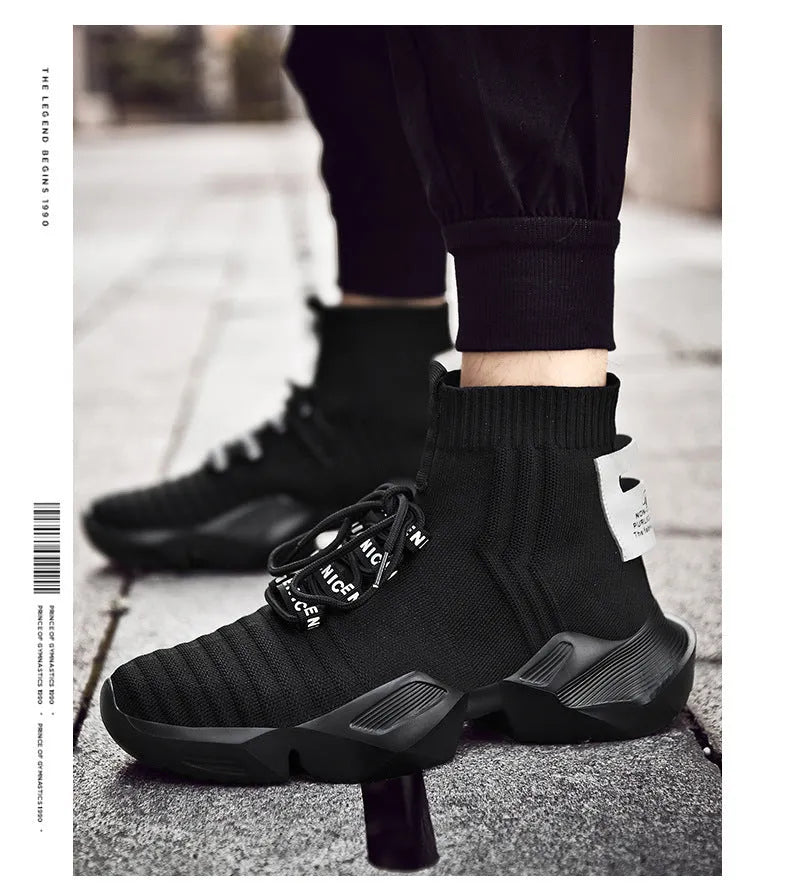 Men's black and white casual sports shoes with mesh lining available in sizes EU 39 to 47