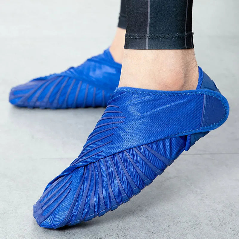 Unisex elastic waterproof cloth dance fitness shoes in blue for ballet and modern dance