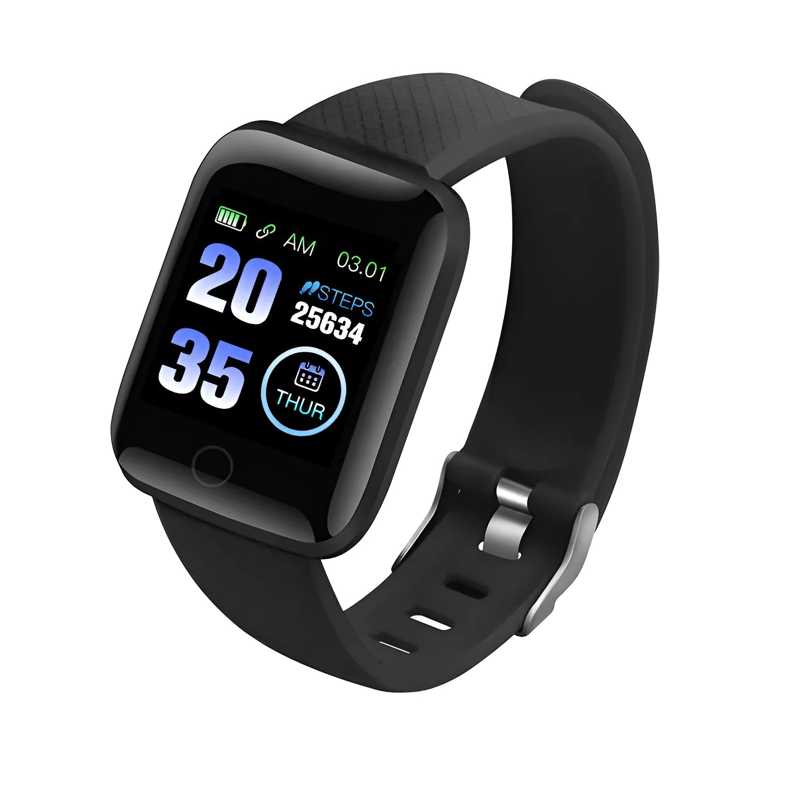 D13 smart bracelet with colour screen showing heart rate display on wrist