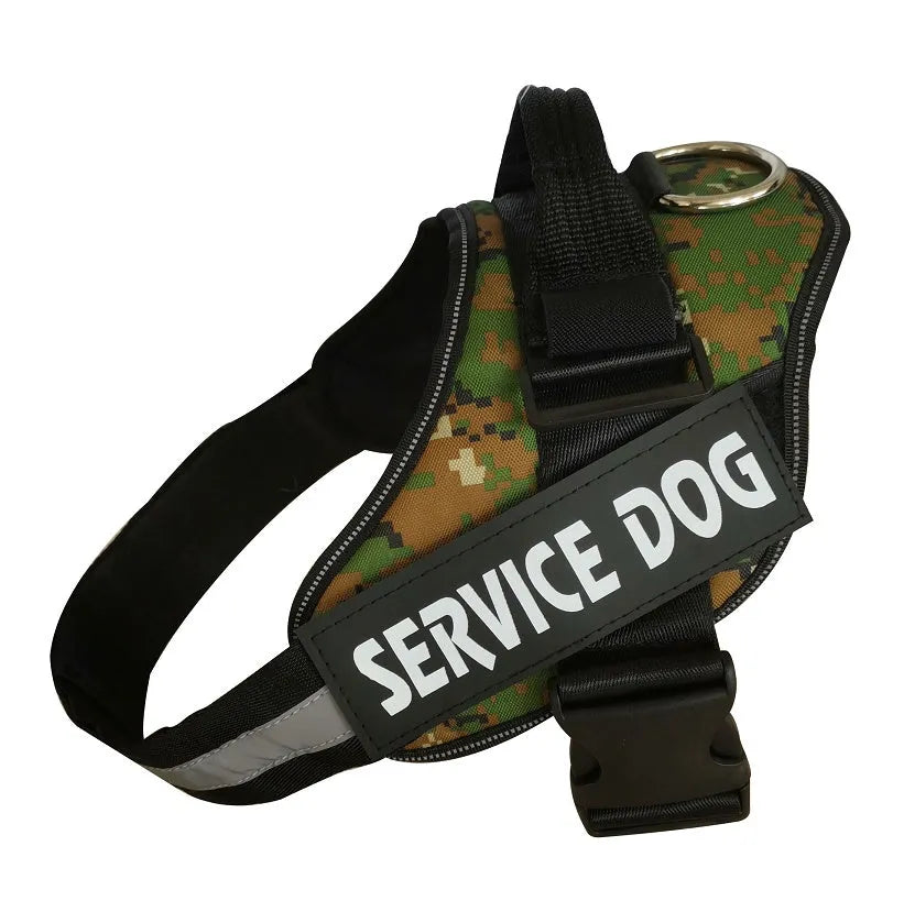 Personalised reflective no-pull dog harness in nylon with adjustable chest strap and sturdy handle