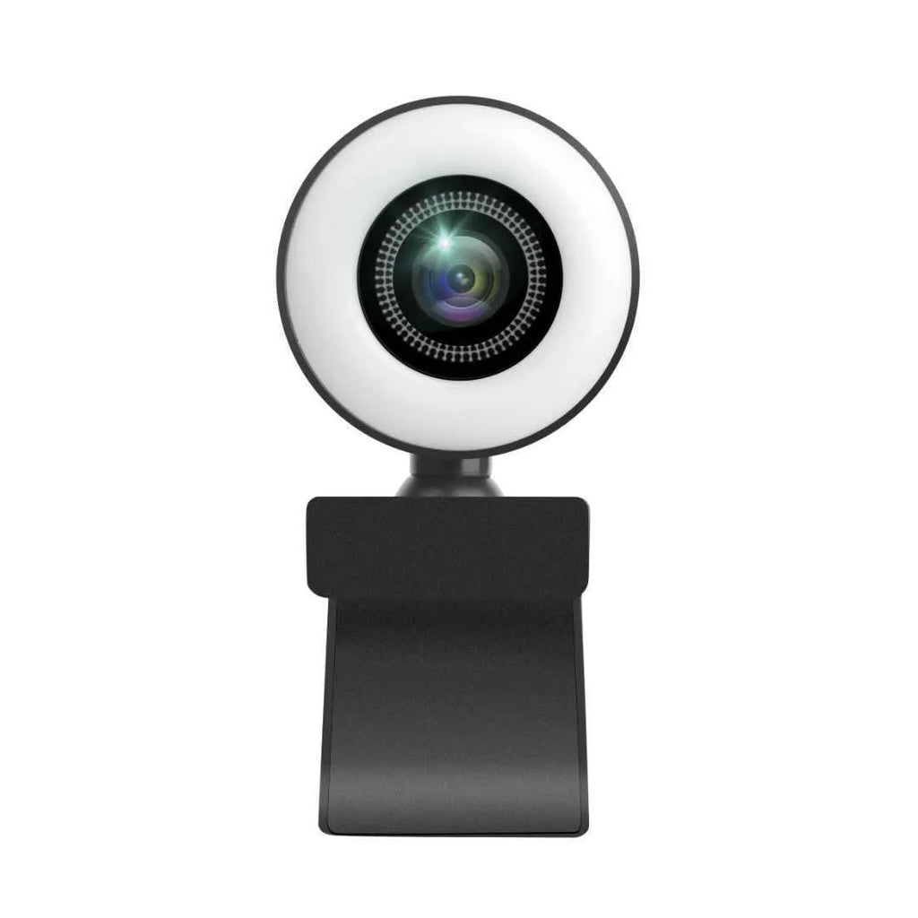 USB webcam with built-in ring of LED lights for fill light, shown on a computer monitor.