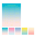 Yunmu Groceries Morandi gradient label sticker pack showing 10 sheets in Summer colour theme