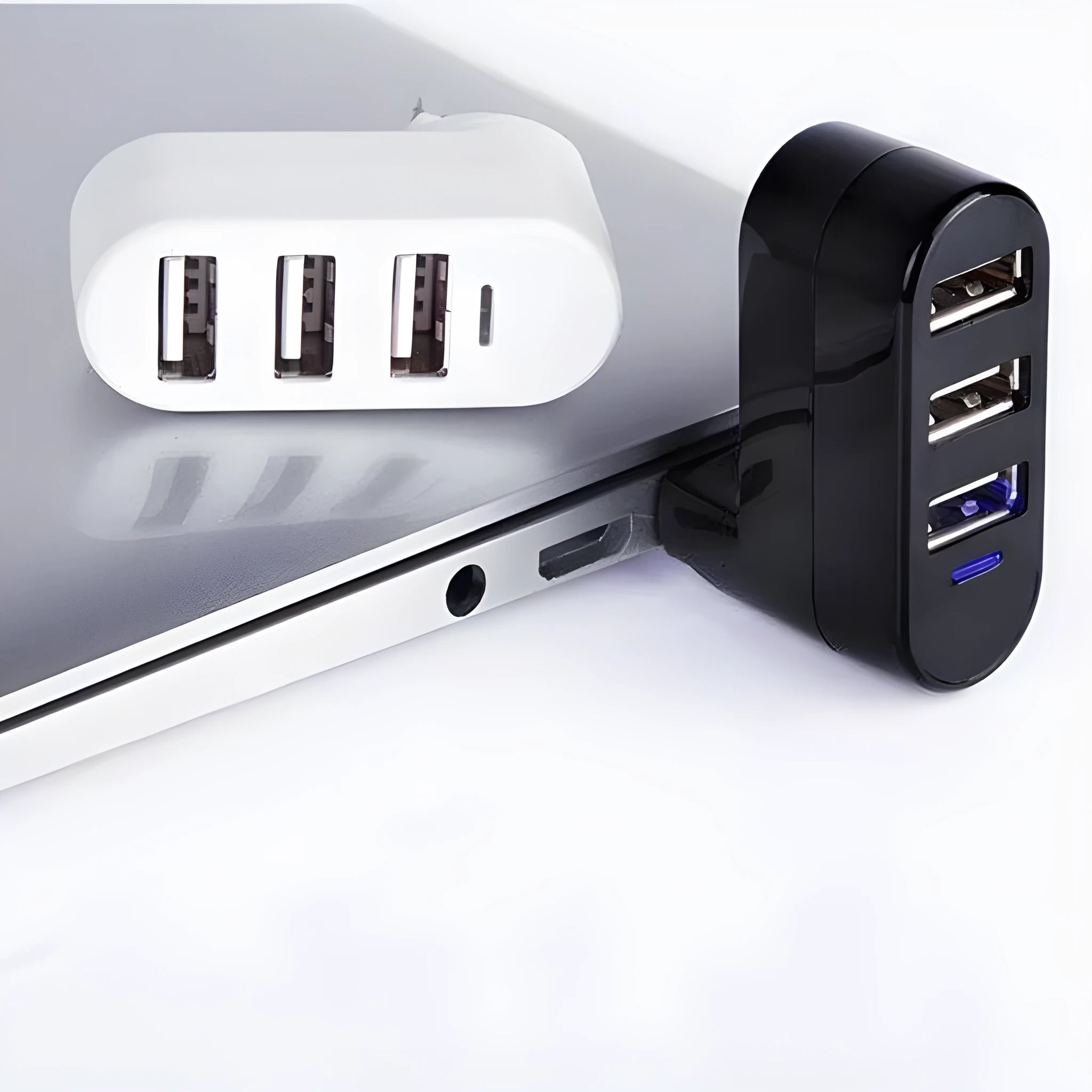 USB 2.0 hub splitter with four ports available in black or white colour options