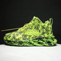 Men's high-top basketball shoes in camouflage pattern with rubber sole