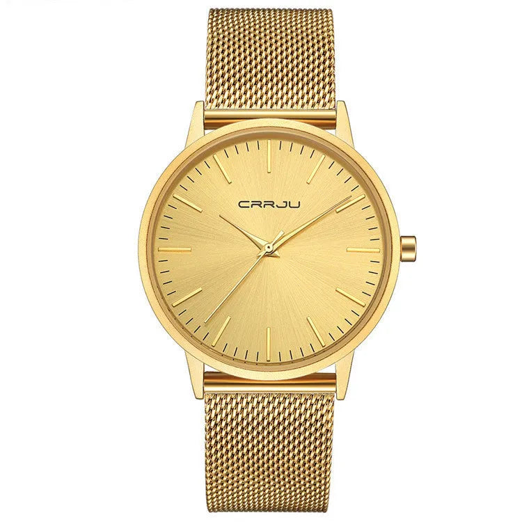 Casual quartz watch with alloy case and multiple strap options including mesh, leather and steel bands