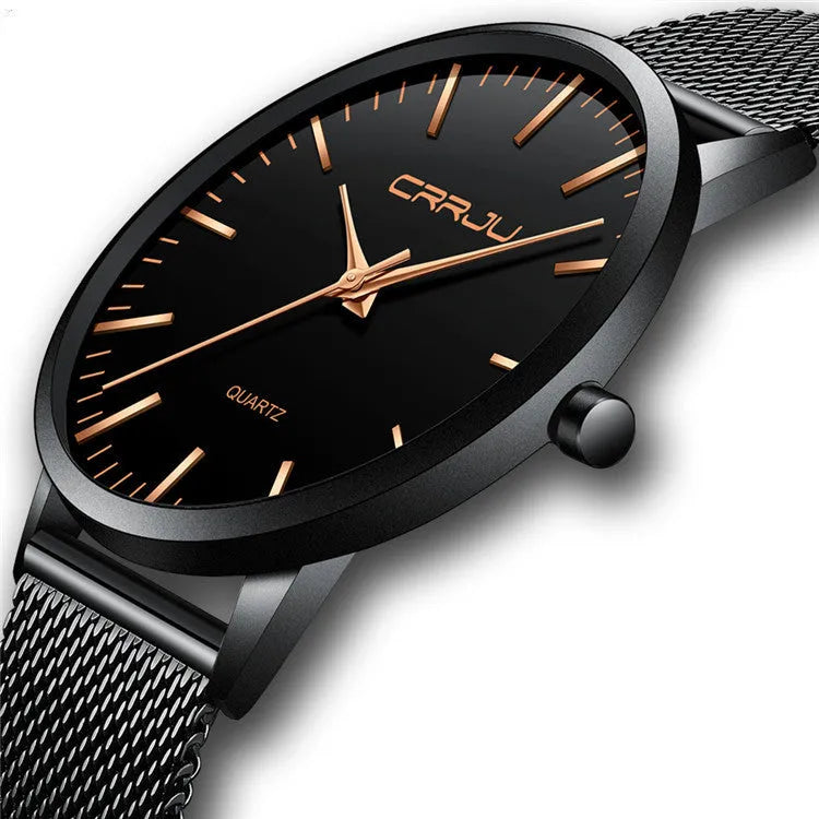 Casual quartz watch with alloy case and multiple strap options including mesh, leather and steel bands