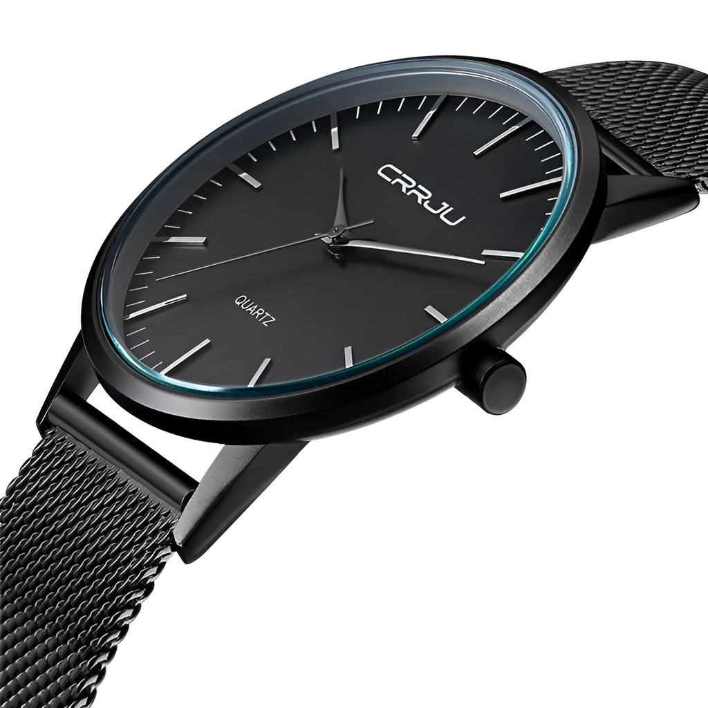 Casual quartz watch with alloy case and multiple strap options including mesh, leather and steel bands