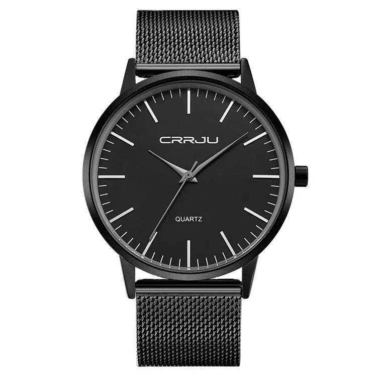 Casual quartz watch with alloy case and multiple strap options including mesh, leather and steel bands