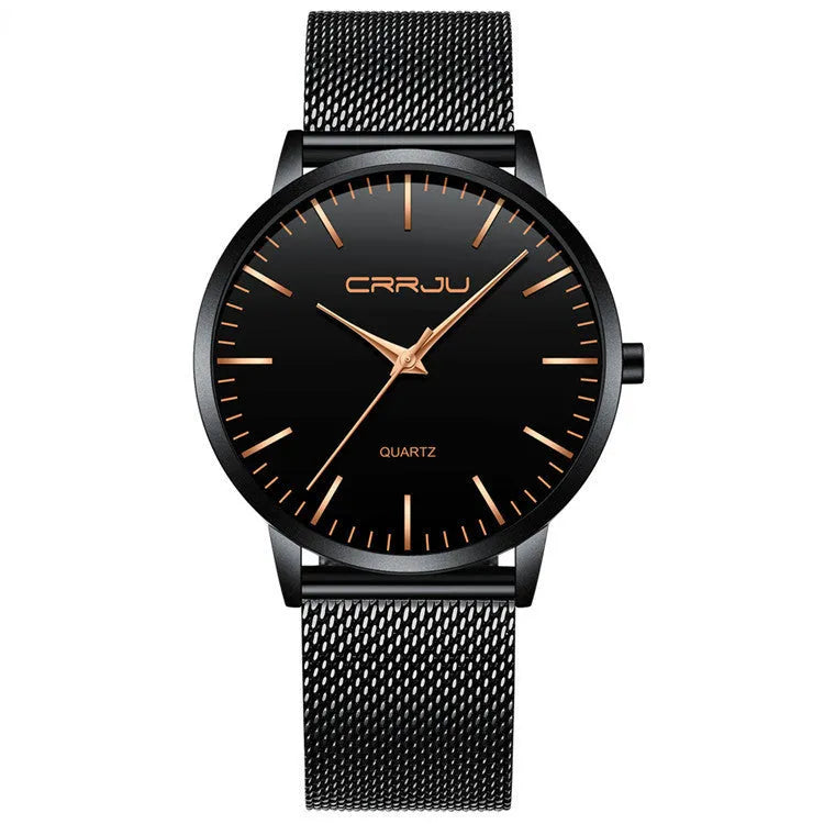 Casual quartz watch with alloy case and multiple strap options including mesh, leather and steel bands