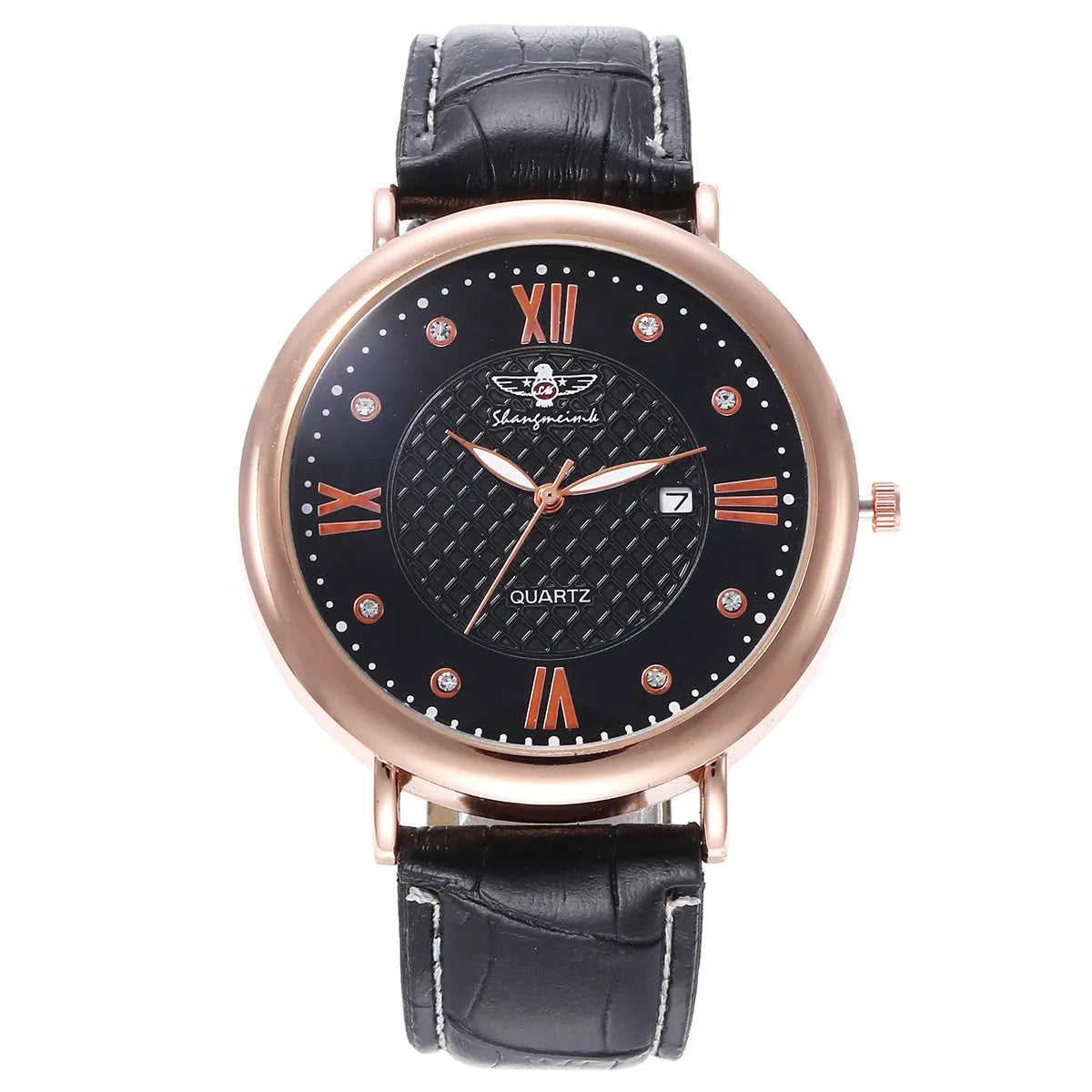 New quartz wristwatch gift set for men with titanium alloy strap black 45mm dial includes wallet tie and cufflinks