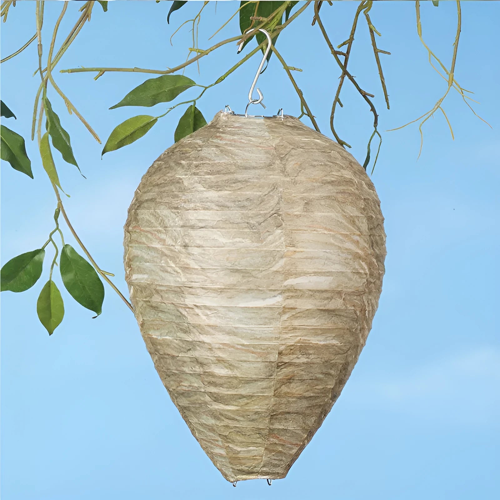 Hexagonal beehive paper lantern with wire frame measuring 22x28cm for decorative displays