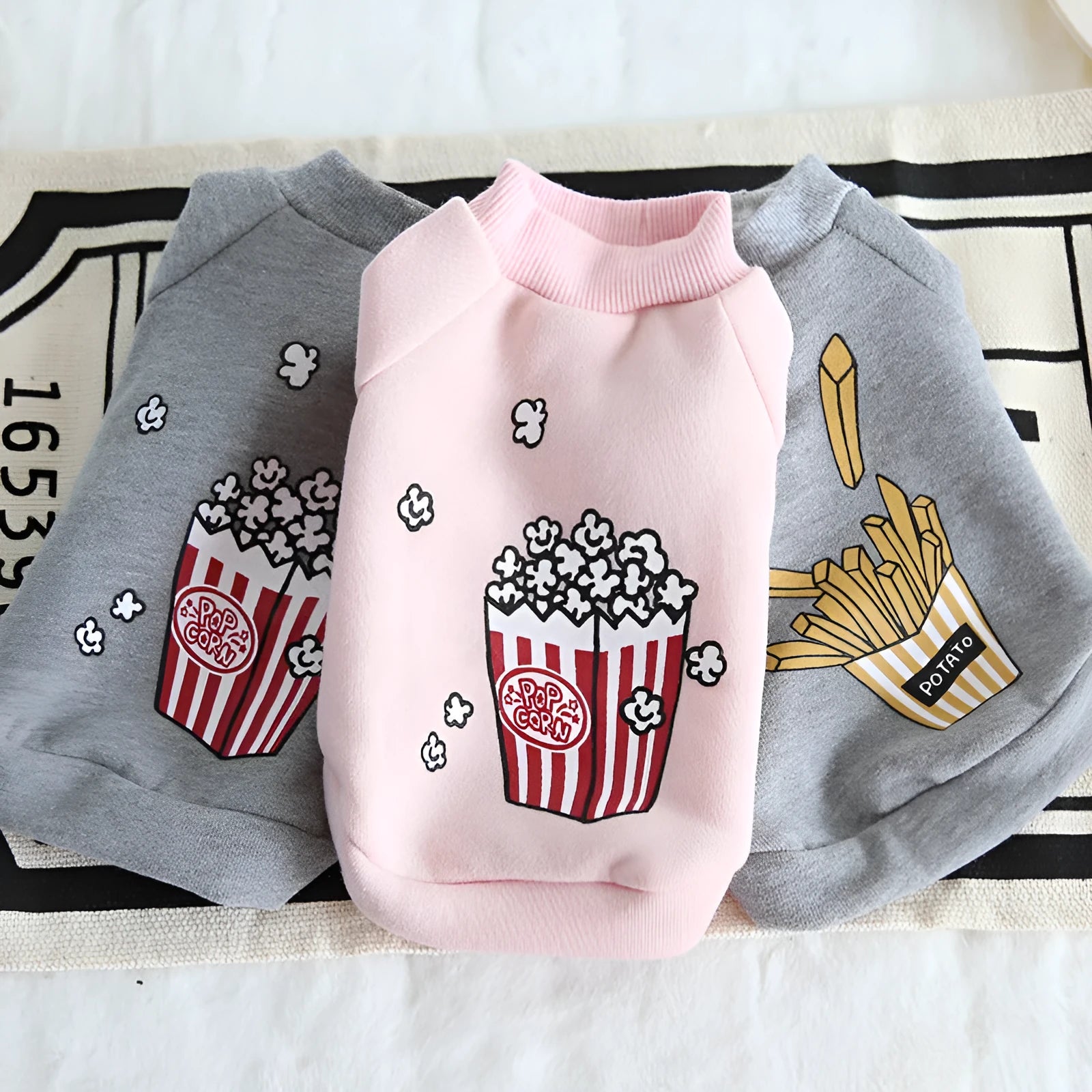 Cotton dog hoodie in popcorn grey for winter wear, size small, 27cm length, 36cm bust