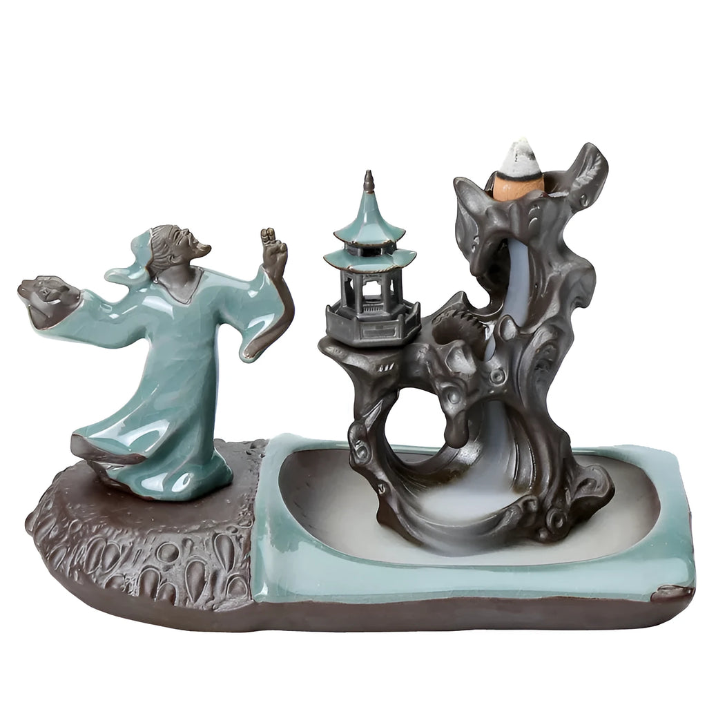 Ge Kiln ceramic backflow incense burner in Chinese style for tea table decoration