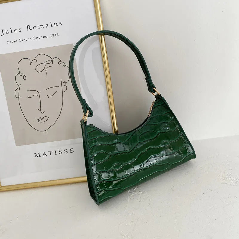 Small square Korean-style underarm bag in PU leather with pattern options