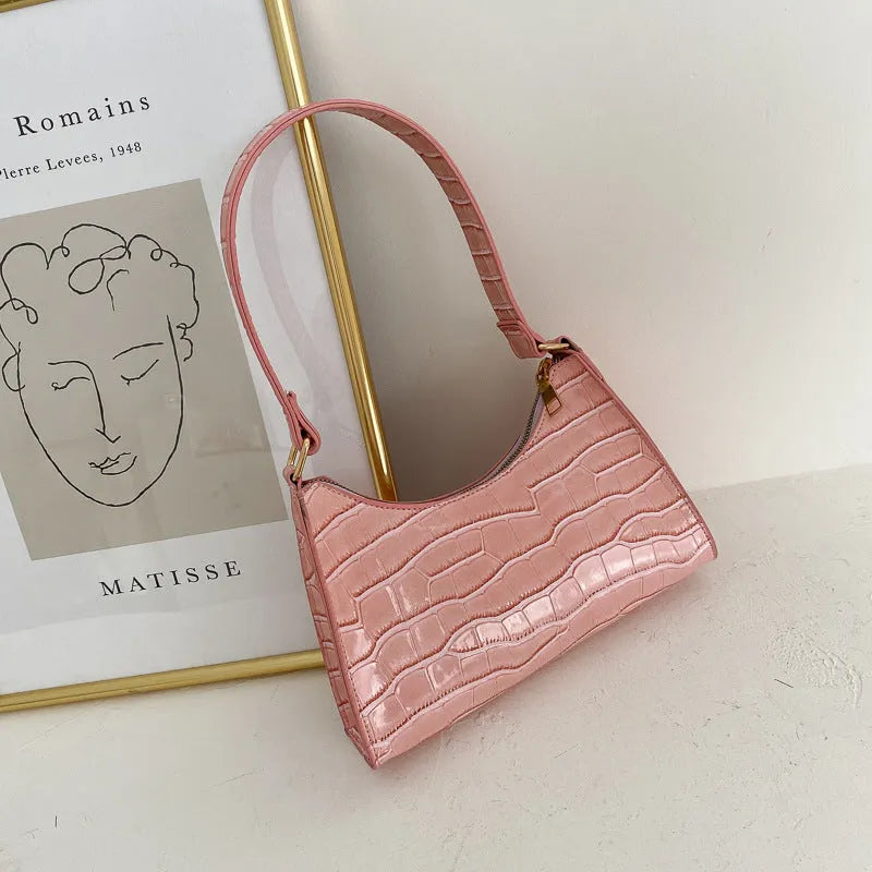 Small square Korean-style underarm bag in PU leather with pattern options
