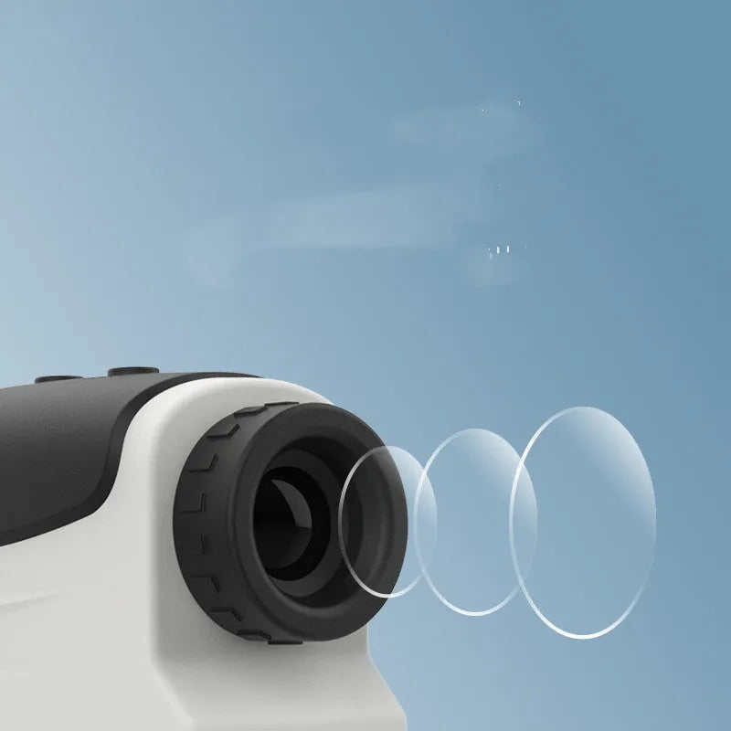 Outdoor laser rangefinder telescope for golf distance measurement up to 1500 metres.
