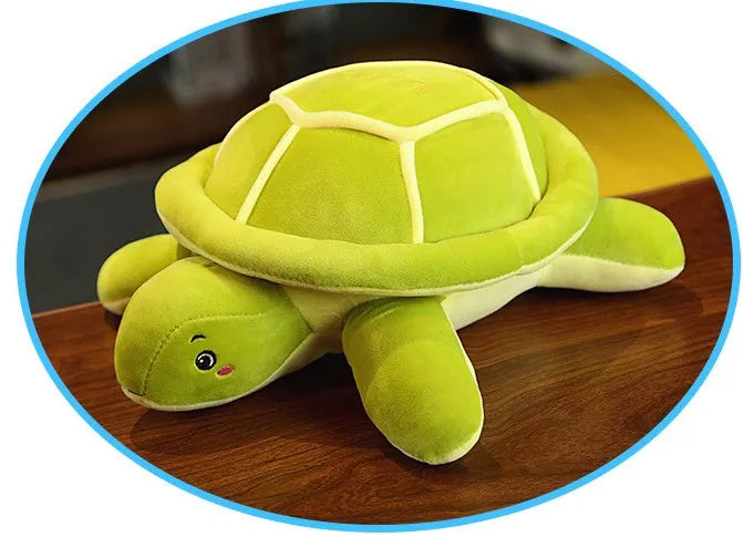 Sea turtle plush toy in green with yellow colour 40cm size soft stuffed doll pillow