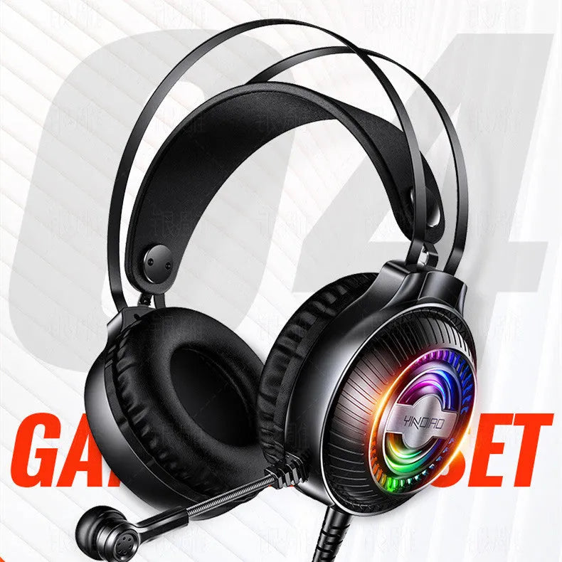 Black wired computer headset with microphone and protein earmuffs showing 3.5mm plug
