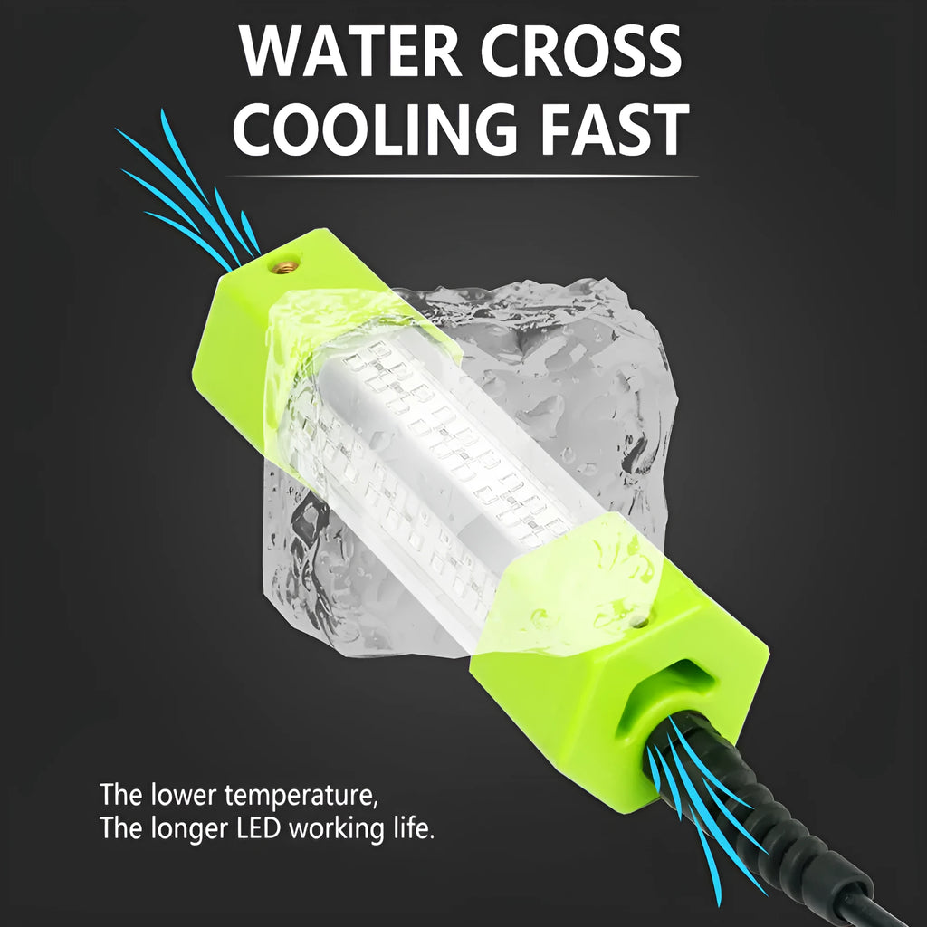 12V 100W yellow green underwater fish lure light for night fishing with 5 metre cable