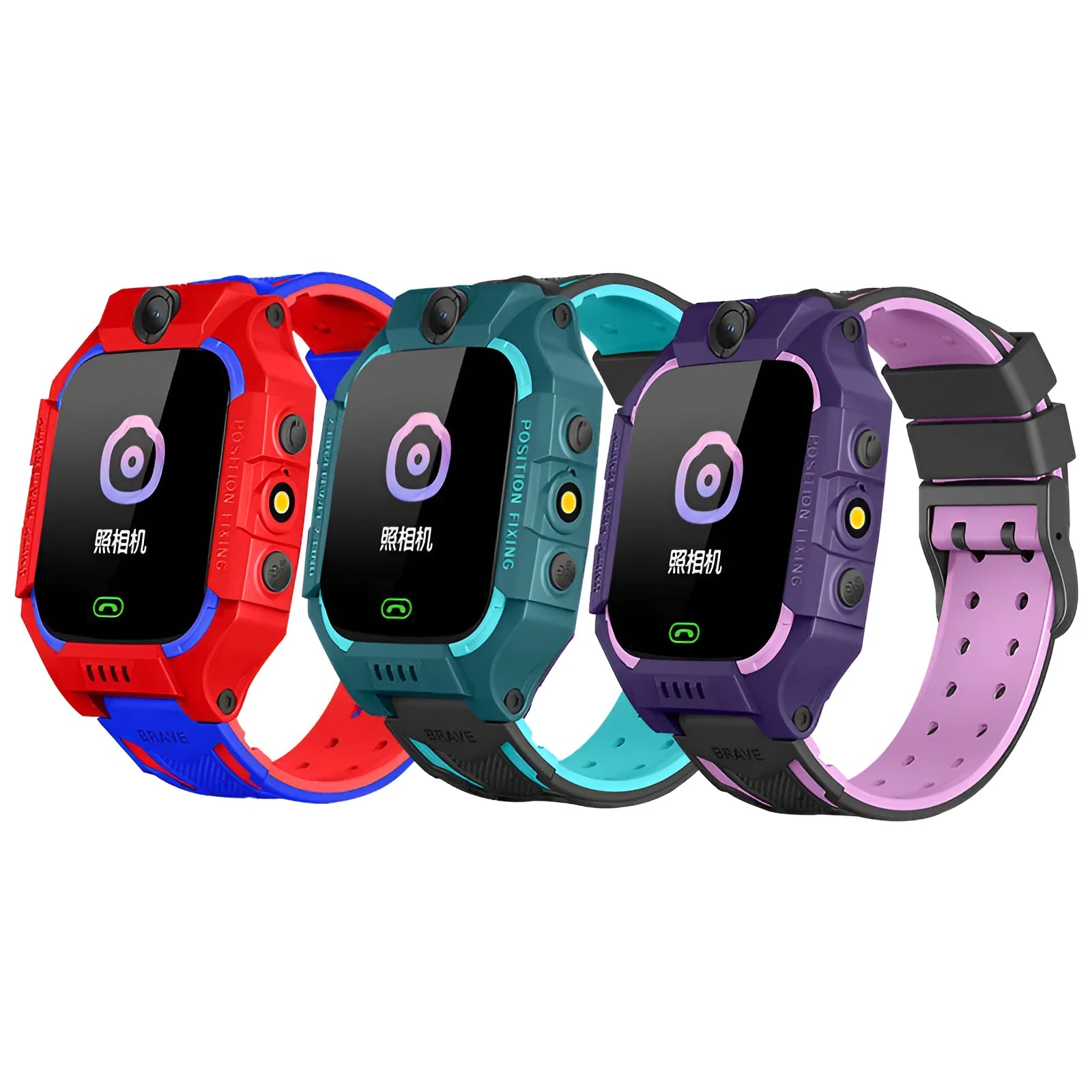 Z6 Q19 children's smart phone watch with GPS positioning and 1.44-inch touch screen in green, purple, or red colours