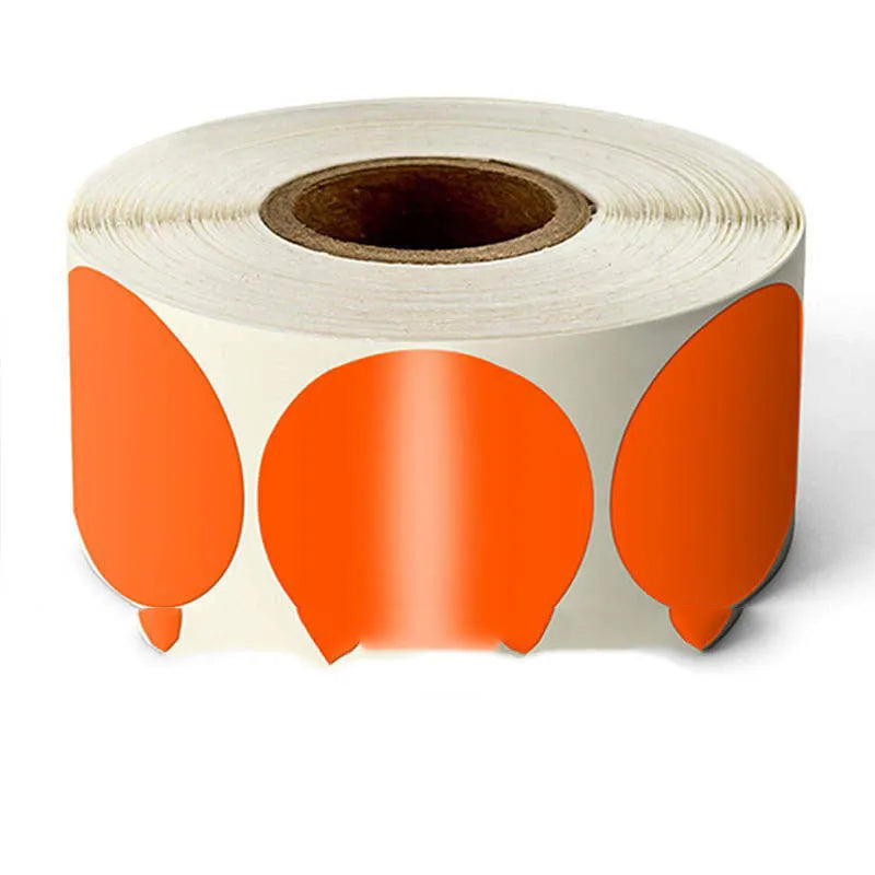 Round colour marker sticker roll paper showing nine colour options with 500 sheets per roll