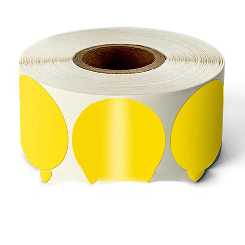 Round colour marker sticker roll paper showing nine colour options with 500 sheets per roll