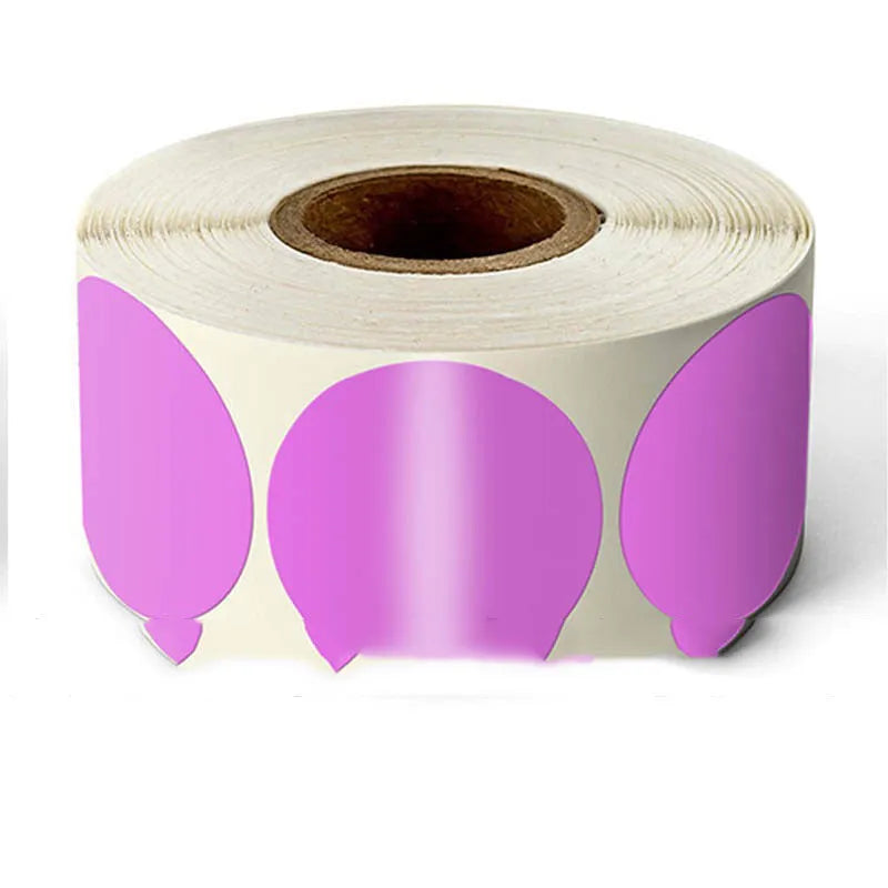 Round colour marker sticker roll paper showing nine colour options with 500 sheets per roll