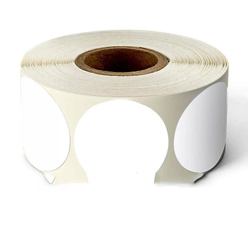Round colour marker sticker roll paper showing nine colour options with 500 sheets per roll