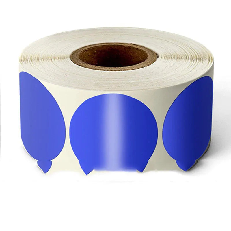 Round colour marker sticker roll paper showing nine colour options with 500 sheets per roll