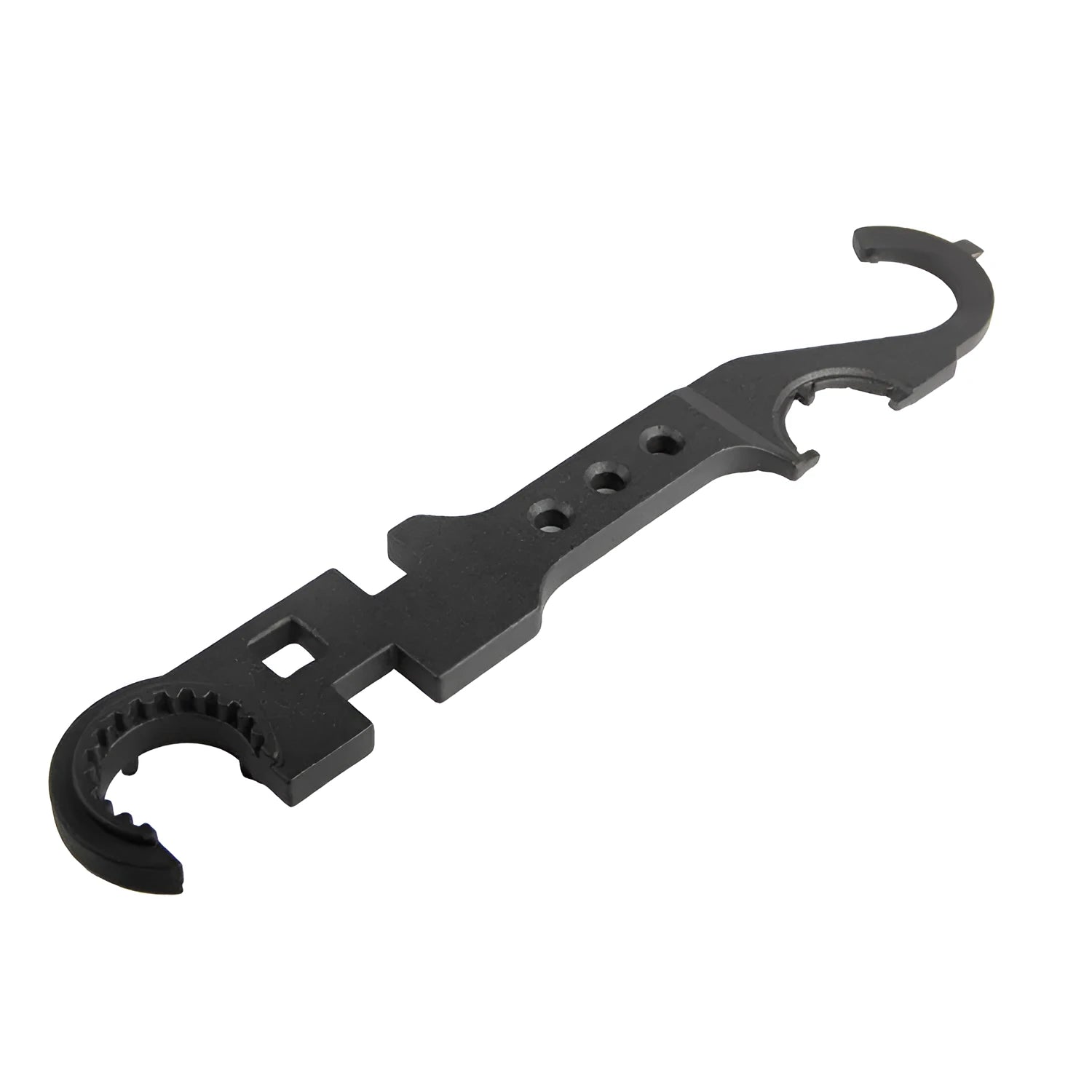 Black all-steel combination wrench for AR15 M4 firearm maintenance with dual-purpose design