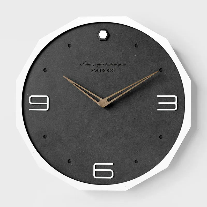 Nordic minimalist 12 inch round wall clock with perforated dial design in available colour options