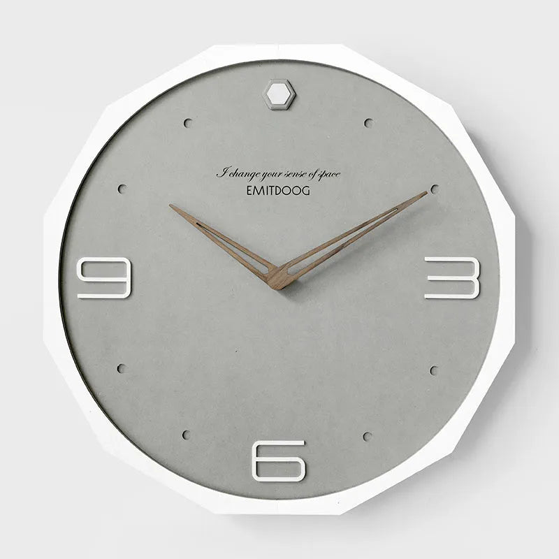 Nordic minimalist 12 inch round wall clock with perforated dial design in available colour options