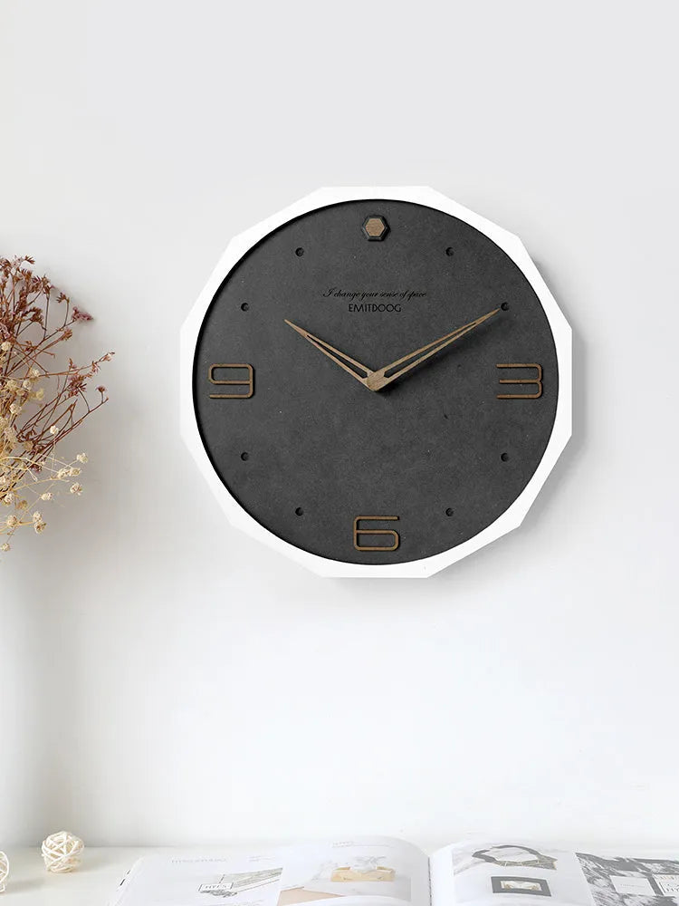 Nordic minimalist 12 inch round wall clock with perforated dial design in available colour options