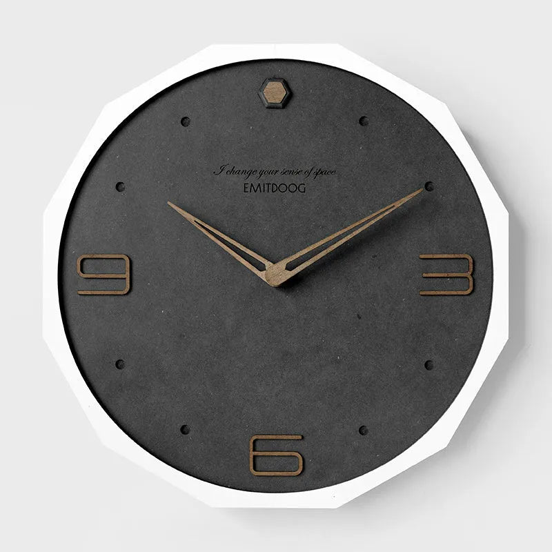 Nordic minimalist 12 inch round wall clock with perforated dial design in available colour options