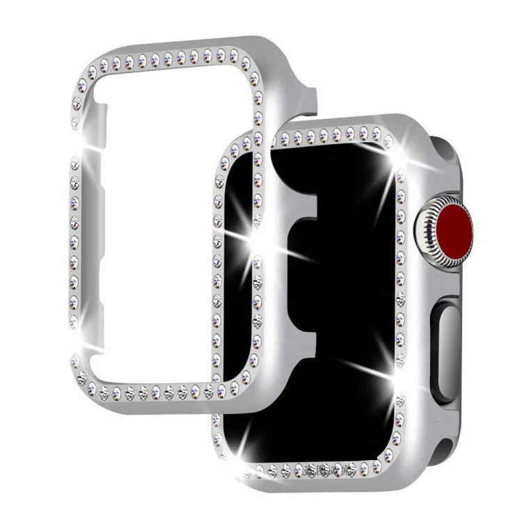 Aluminium alloy diamond protective case for Apple Watch in silver, black, rose gold, rose pink and gold colours