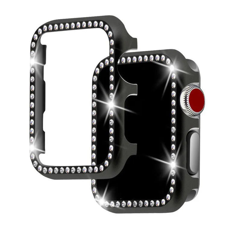 Aluminium alloy diamond protective case for Apple Watch in silver, black, rose gold, rose pink and gold colours